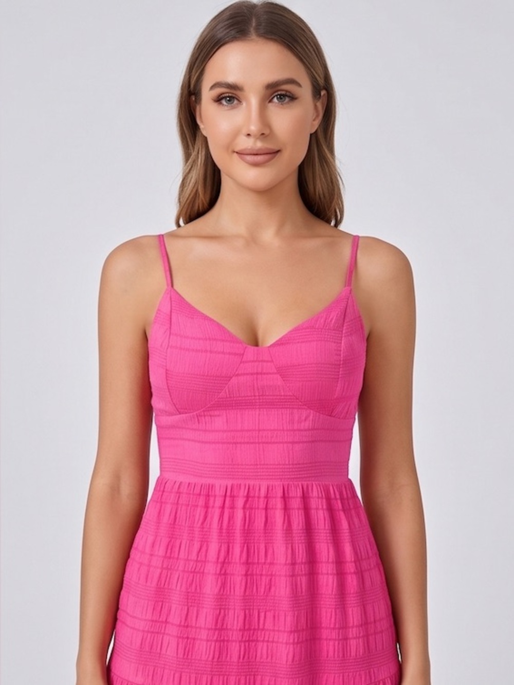 Hot Pink Floral Tie-Back Tiered Maxi Dress - Picture 3 of 6